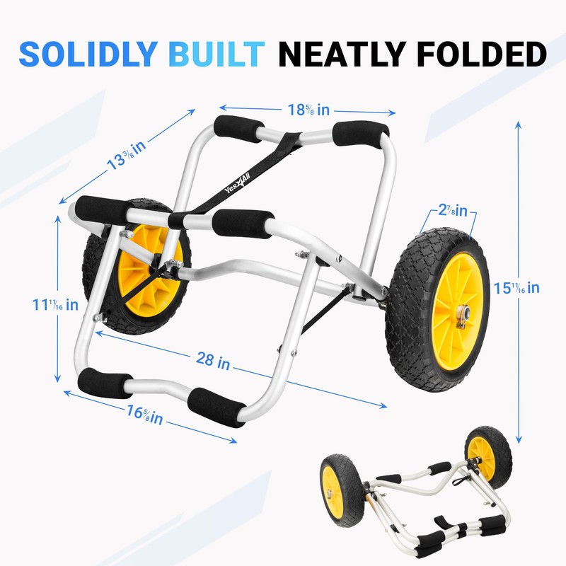 Yes4All Kayak Cart U-Shape Aluminum, 200lbs Capacity Kayak Dolly with