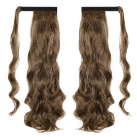 Fulang Hair 2 Pieces Long Curly Ponytail Natural Braid Hairpiece Ponytail Extension Synthetic Hair Extension Braid Hair Extension for Women Girls