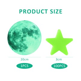 100 Pieces of Fluorescent Stars, 1 Piece of Fluorescent Moon, Luminous Stickers in The Dark, Ceiling of Luminous Stars in The Dark, Reflective Star Stickers