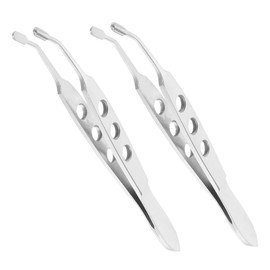 Baluue 2pcs Surgical Grade Stainless Steel Tweezers Eyelash Eyebrow Eyelid Massage Tool