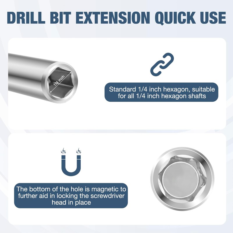 Drill Bit Holder 2.4/3/6’’, Drill Bit Extension 9 Pcs, Magnetic