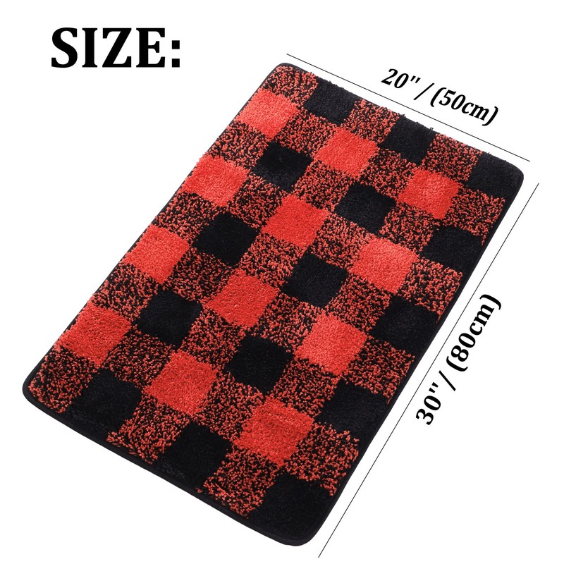 PiccoCasa Non Slip Bath Mat 50cm x 80cm, Red &