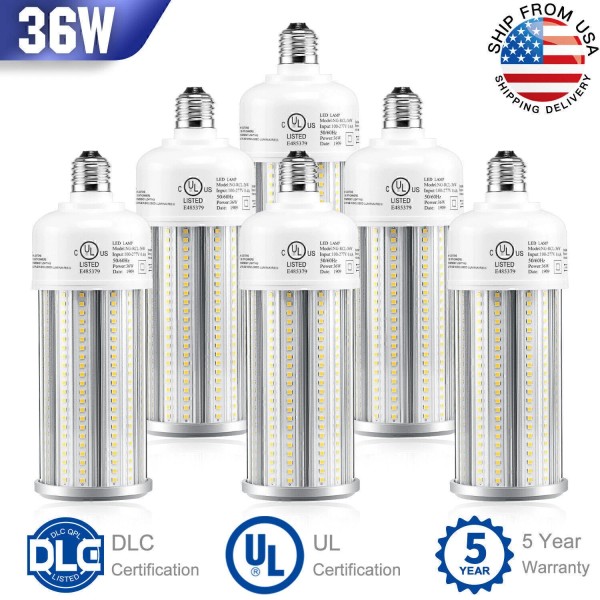 KUKUPPO (6 Pack) LED Corn Bulb 6000K Cool White E26/E39
