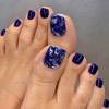 Glossy False Toenails 24PCS Blue Glitter False Toe Nails Full