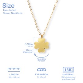 SWELRIES Four Leaf Clover Necklace - 18K Gold Plated Cute Shamrock Necklaces, Unique Dainty Heart Jewelry, Lucky Charm Pendant for Women