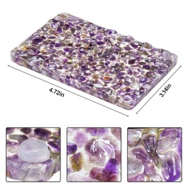Handmade Amethyst Rectangle Bar Soap Holder Stone Pebbles Soap Dish for Shower and Bathroom Decor, Natural Soap Tray to Keep The Soap Dry Resin Kitchen Decoration Accessories (Amethyst)