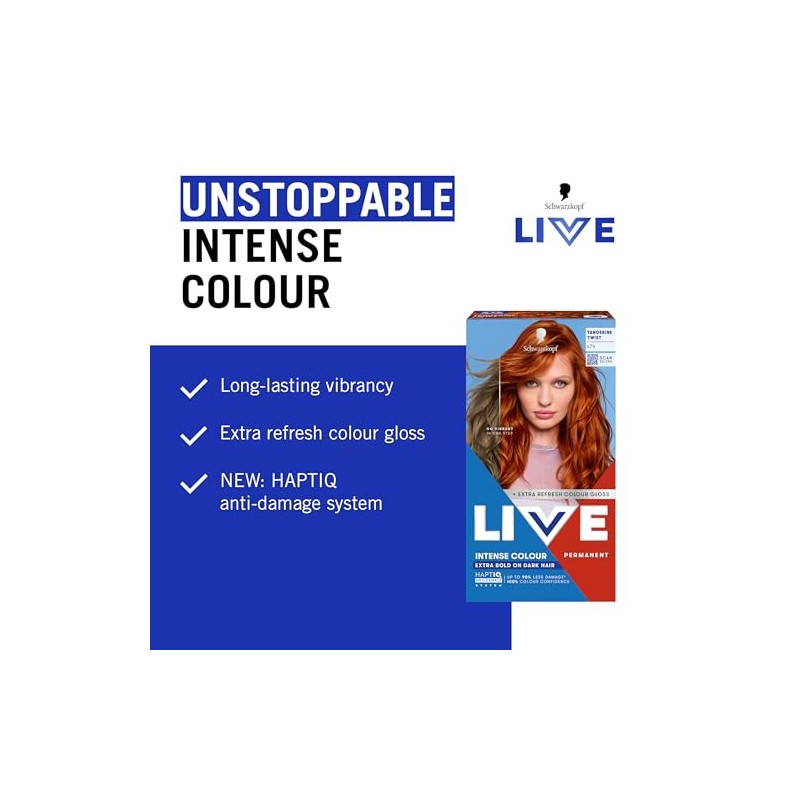 Schwarzkopf LIVE Intense Colour L74 Tangerine Twist, Long-lasting Permanent Copper