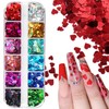 KTAARTR 12 Grids Valentines Day Nail Glitter Flakes Laser Heart