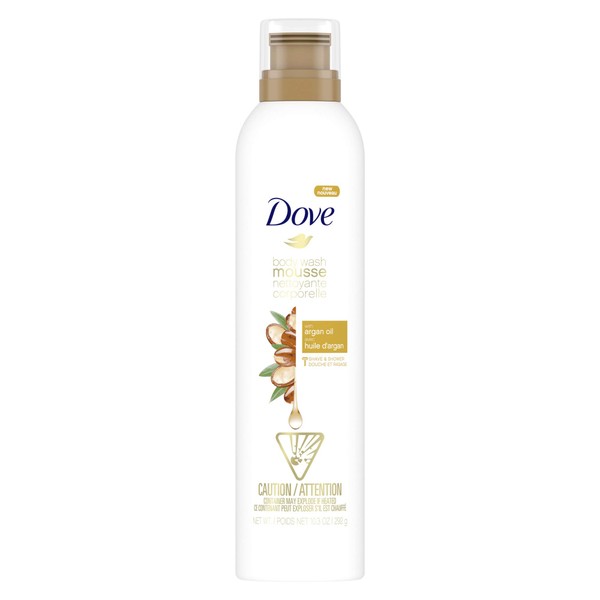 Dove Body Wash Mousse with Argan Oil Effectively Washes Away Bacteria While Nourishing Your Skin 10.3 oz