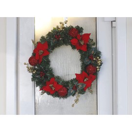 Marco PaulMarco Paul Artificial Luxury Christmas Wreath Hanging Door Decoration Indoor Outdoor Snow Frosted Christmas Baubles Berries Home Decor Durable Traditional Christmas Decorations (50cm)