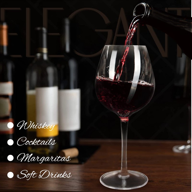 crayline Plastic Wine Glasses Set of 4(15oz) |Unbreakable Wine Glasses