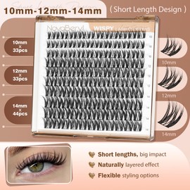 Wispy Lash Clusters Natural Fluffy Eyelash Clusters CD Curl 10-14MM Short Cluster Eyelash Extensions 100Pcs Ultra-Dense Lashes Pestañas Postizas Naturales by NovaBeryl