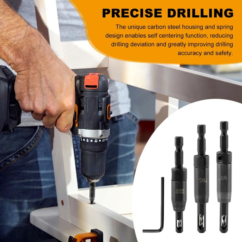 Self Centering Drill Bit Set for 1/4inch Clic-Change, 3pcs CC2430