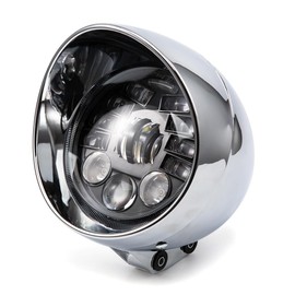 BENEALL 7" Motorcycle Headlight Refit Vintage Head Lamp For Chopper Bobber Cruises Softail 883 Steed VLX 400 600 Magna 250 750 (Sliver)