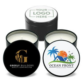 Custom Candles, Realtor Swag, Realtor Giveaways, Real Estate Agent Swag, Real Estate Agent Marketing, Custom Candles with Logo, Bulk Candles (Set of 10) (Black Tin)