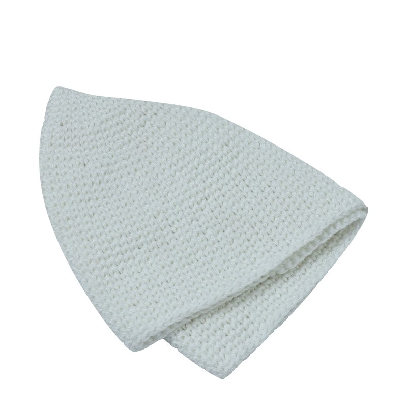 Hand-Crocheted Cotton White Skull Cap Comfortable Head Cover (Small)