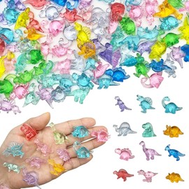 200 Pack Mini Dinosaur Figures, Multi-Colored Translucent Acrylic Dinosaur