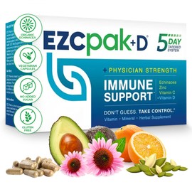 EZC Pak 5-Day Immune System Booster with Echinacea, Vitamin C, Zinc & Vitamin D - Tapered Immune Support Supplement for Adults - Supports Immunity, Easy Travel-Size Supplement Pack