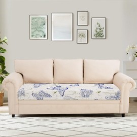 SearchI Stretch Printed Sofa Couch Cushion Covers Replacement Chair Cushion Slipcovers Sofa Seat Cover Furniture Protector Sofa Slipcover Soft with Elastic Bottom(Large, Butterfly Pattern)