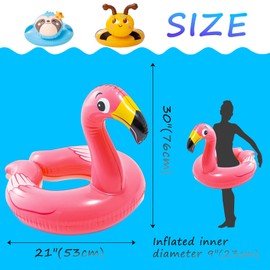 POPOYU 3Pcs Inflatable Pool Toys for Kids,Flamingo Bee Sloth Pool Inflatables Pool Floats,Swimming Pool Toys Swimming Rings for Summer Gift,Swimming Pool Beach Toys,Pool Party Decorations