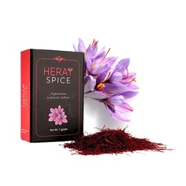 Heray Saffron, Premium Afghani Safron Threads (Super Negin Quality A+) Fresh Pure All Red Thread Zafron Spice for Bouillabaisse Risotto, Paella, Tea's, And More Recipes, 1 Gram Square Glass Jar