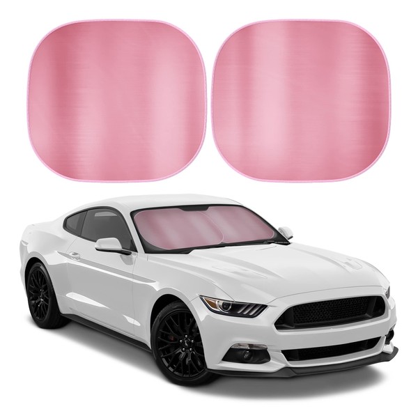 BDK 2PC Metallic Pink Car Window Sun Shade Auto Shade for Windshield Visor, Block UV Reflect Heat to Keep Your Car SUV Truck, 31.75" x 28.75"