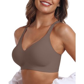 Vertvie Bras for Women No Underwire Push Up Bra Wireless Seamless Supportive Full Coverage Bralettes Convertible T Shirt Bras(Grey,Large)