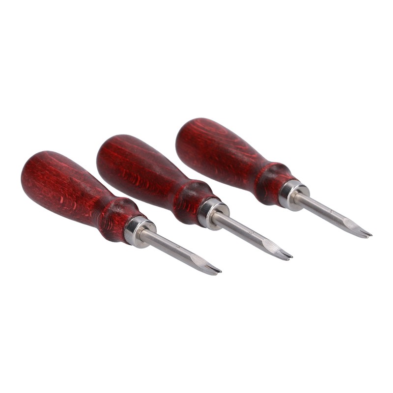 3pcs Leather Edger Sharp Professional Trimming Working Kit with Wooden