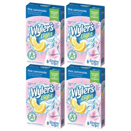 Wyler’s Light Pink Lemonade, Singles To Go, 8 Drink Sticks Per Box, 4 Boxes (32 Sticks Total)