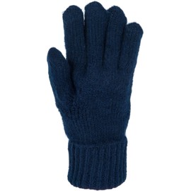 styleBREAKER Women's Knitted Gloves with Cable Knit Pattern, Warm Winter Finger Gloves, Versatile Colours 09010051, darkblue