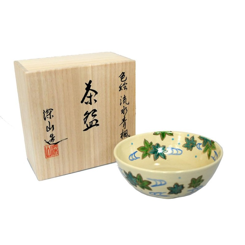 Tea utensils, Flat Rice Bowl, Color Picture, Blue Maple Running