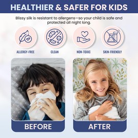 Blissy Toddler Silk Pillowcase - 100% Pure Mulberry Silk - 22 Momme 6A High-Grade Fibers - Soft and Gentle Silk Pillowcase for Kids Hair and Skin (Standard 20 x 26 in, Dinosaur)