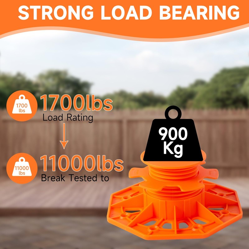 YEUQWJ 24 PCS Adjustable Deck Support Pedestal (1-3/16''-2-3/4''), Deck Foundation