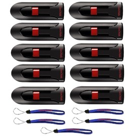 SanDisk Cruzer Glide 32GB (10 Pack) Cruzer USB 2.0 Flash Drive Jump Drive Pen Drive CZ60 Bundle with (5) Everything But Stromboli Lanyards