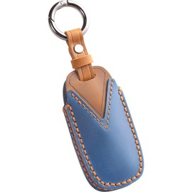 [smasol] New Serena C28 Lukes B4 Late X-Trail Key Cover Genuine Leather Nissan Sakura Key Case Smart Key Case Nissan Aria New Key Cover Key Shell 2022, Blue / 4 Button Type A