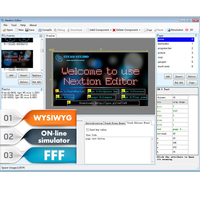 3.5in HMI Display 480 X 320 APP Drive Easy Wiring