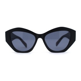 SA106 Womens Mod Geometric Angular Cat Eye Plastic Sunglasses Matte Black - Black