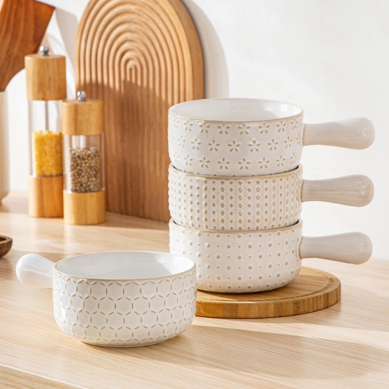 MALACASA French Onion Soup Bowls with Handles - 20 oz