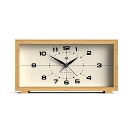 NEWGATE® Lemur Alarm Clock | Rectangular Design | Bamboo case | Ideal for Bedside, Desk or Shelf | Modern Retro Living Room, Bedroom & Office Accessory