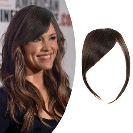 Shinon Thick Side Bangs Natural Clip on Bangs Real Human Hair Side Swept Bangs Clip in Fringe Bangs Hair Extensions Dark Brown