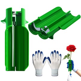 PokShow 2Pcs Green Rose Thorn Stripper Tool,Thorn Remover for Roses with Protective Garden Gloves,Thorn Stripper to Removal Leaf for Home Flower Shop Gardening Floral Arrangement,DIY