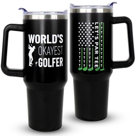 Golf Gifts for Men or Women, 40oz Golf Tumbler Gifts for Men Unique Stainless Steel Travel Golf Tumbler with Handle Worlds Okayest Golfer Golf Lover, Men, Dad, Husband, Grandpa, Him, Brother