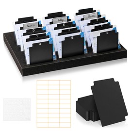 30 Pcs Black Name Badge Dividers 3" x 4"Trading Card Dividers Plastic with A-Z tab Alphabet Stickers Blank DIY Stickers Recipe Index Cards Tray Index Cards Organizer for Note ID Not Included The Tray