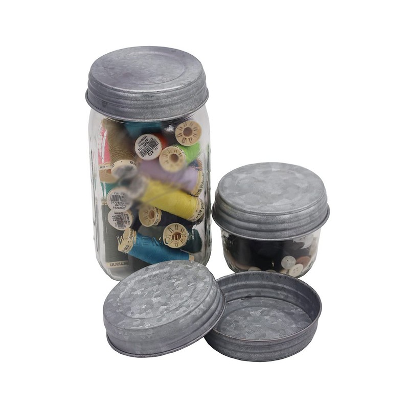 Galvanized Vintage Reproduction Lids for Mason, Ball, Canning Jars (4
