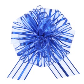 6 Pieces Pull Bow Large 6 Inch Organza Pull Bow Present Wrapping Pull Bow with Ribbon for Gift Wrapping Baskets Wedding (Blue)