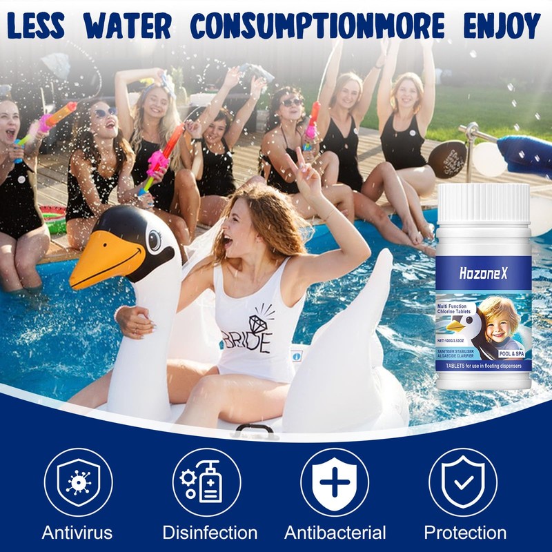 100PCS Chlorine Tablets for Swimming Pool and Spas, Multifunctional Clearwater