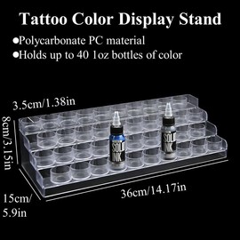 2 Pcs Tattoo Ink Holder PC Display Stand Organizer for 1oz Tattoo Inks Bottles, Nail Polish Bottles 40 Holes Tattoo Pigment Bottle Rack