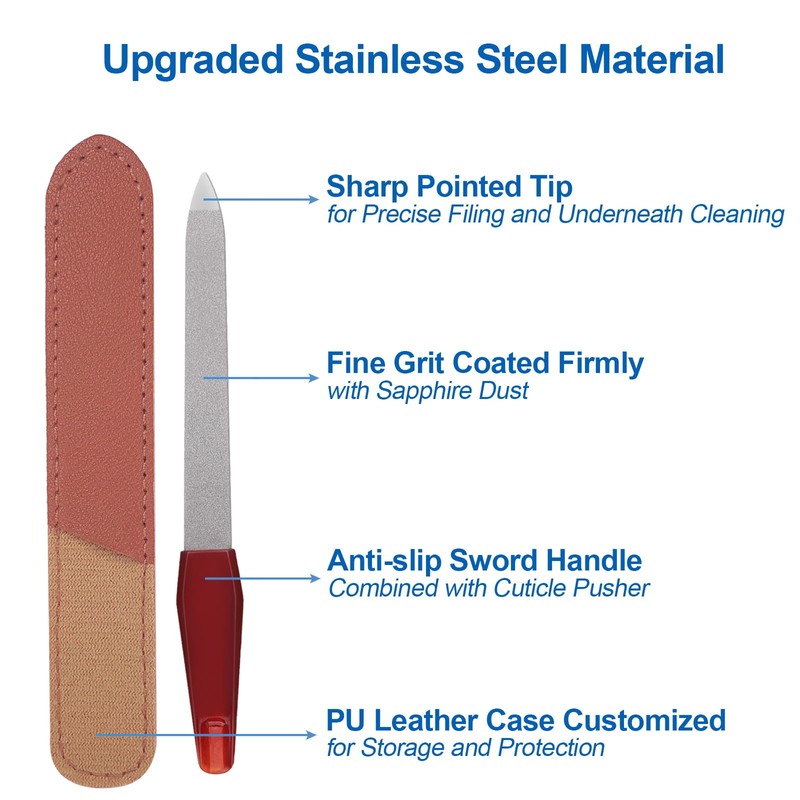 3 Pack Metal Nail File with Sharp Pointed Tip and