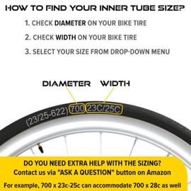 Ultraverse Bike Inner Tube for 700x23-25c, 28 inch Bicycle Wheel Sizes with 48mm Presta Valve - Butyl Rubber Tubes for Road and Gravel Bikes - 2 Tubes with 2 tire levers Included