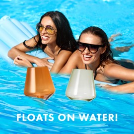 Floating Wine Glasses for Pool | 2 Set | Shatterproof Tritan Acrylic Drinkware, Unbreakable - Colored European Design BPA-free plastic, Reusable, All Purpose Glassware, Hand Wash 15oz (Muted Blue)